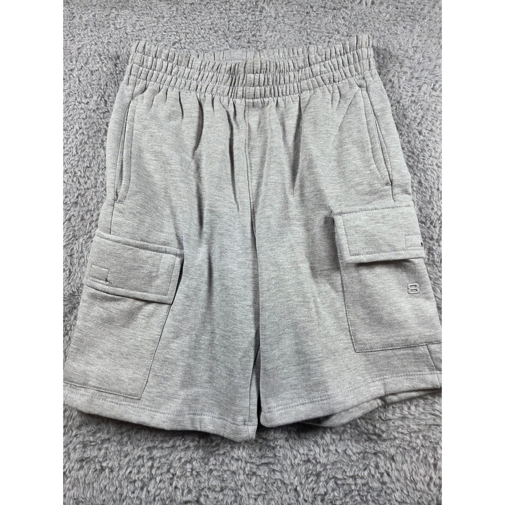 Layer 8 Cargo Shorts Size S Gray Kids Fleece Sweat Shorts Elastic Waist Active
